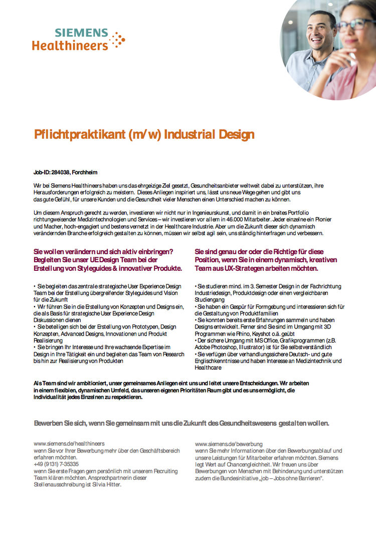 Pflichtpraktikant  mw  industrial design