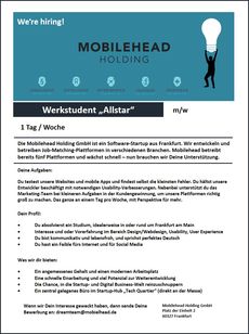Anzeige mobilehead werkstudent