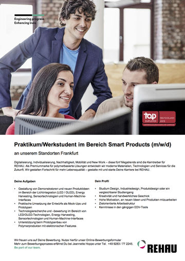 HfG Offenbach - Praktikum/ Werkstudent_in Im Bereich Smart Products (m/w/d)