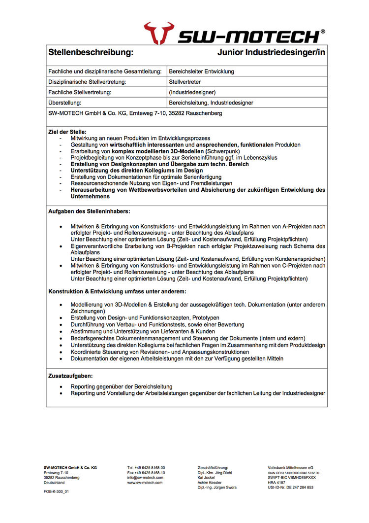 Gekuerzte stellenbeschreibung junior industriedesinger