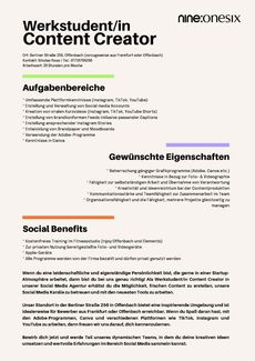 Werkstudentin content creator