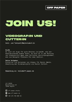 Off bewerbung videograf