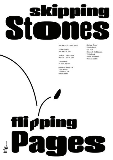 Skipping stones flipping pages plakat