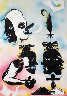 Playingnecks  zeichentusche  spruehlack 70x100 2025