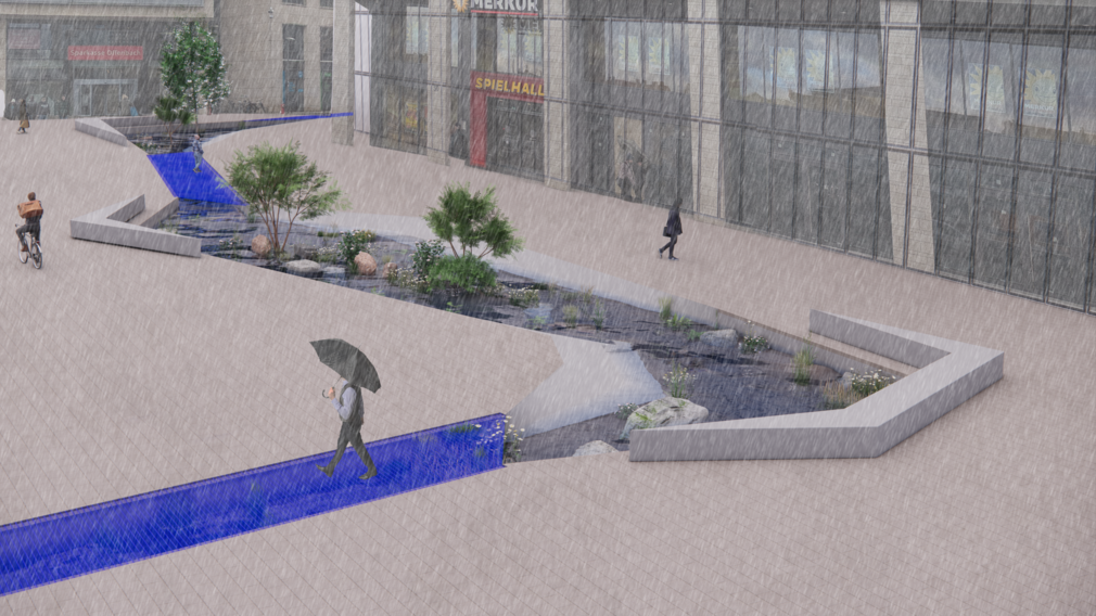 Ganze ansicht marktplatz regen 01