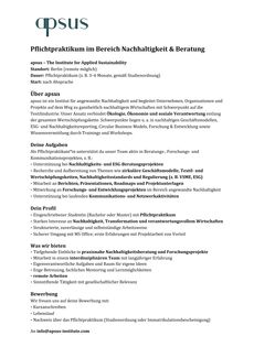 Ausschreibung pflichtpraktium apsus 2 